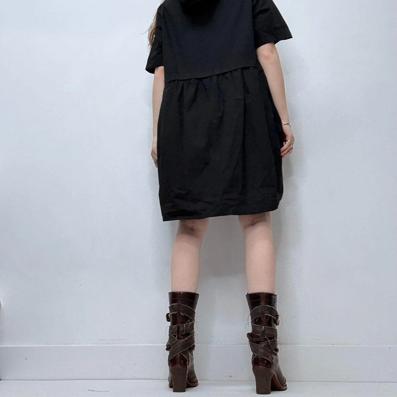 black puff balloon mini dress