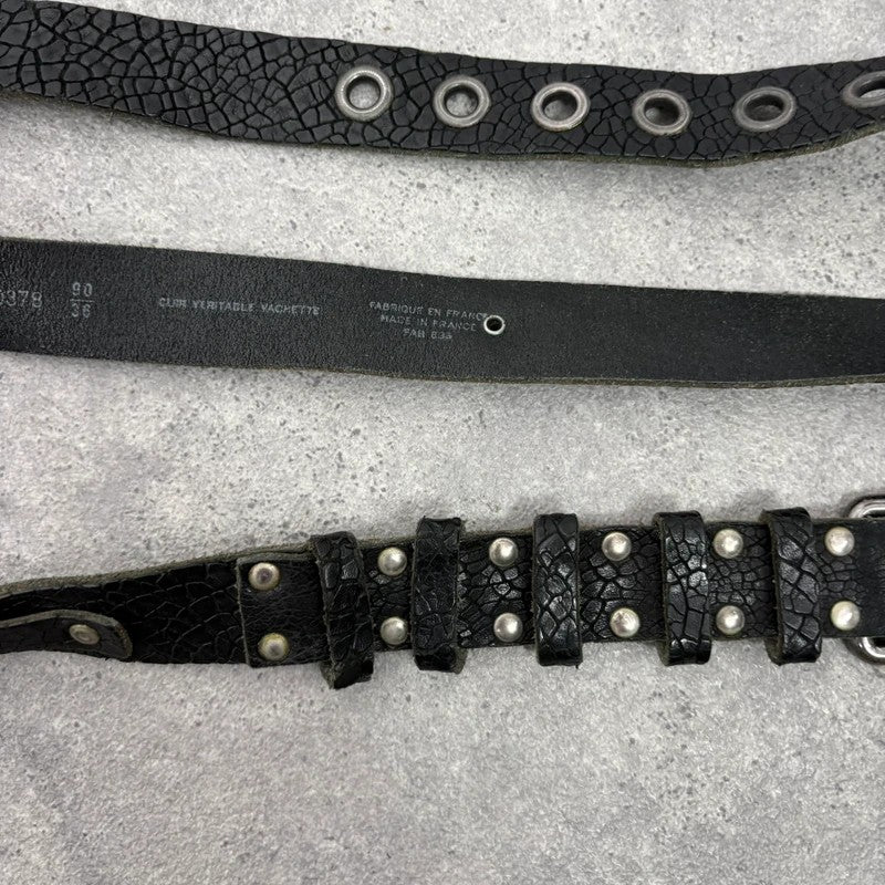 black leather eyelet cargo grunge belt