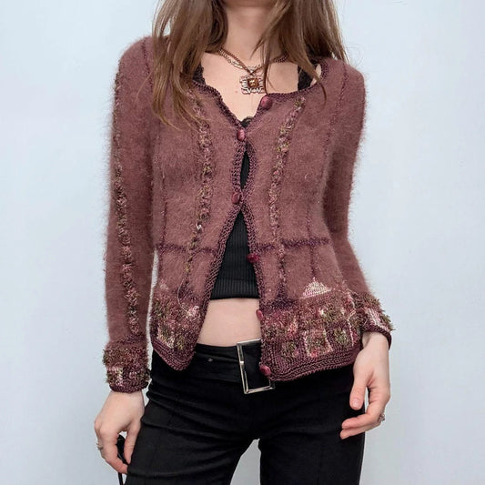 pink embroidered fairycore cardigan