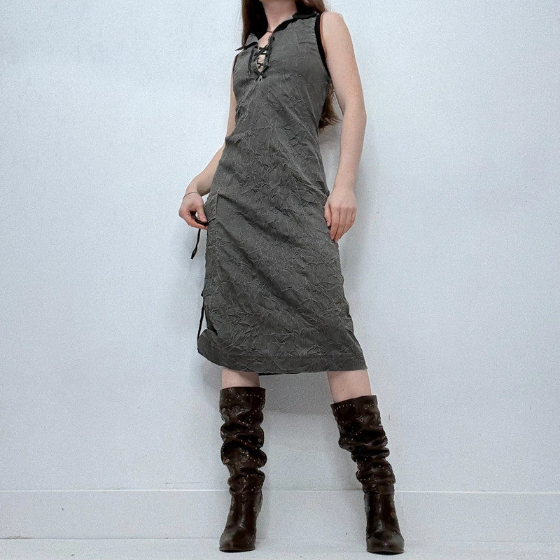 Cop copine distressed crinkle midi dress