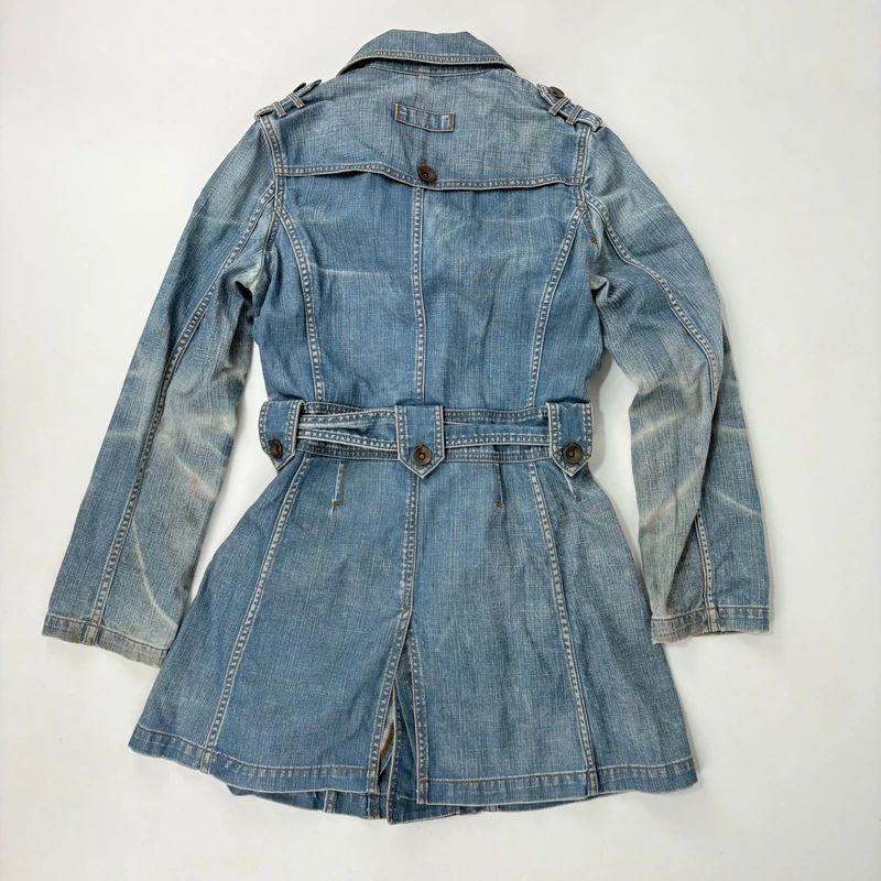 Distressed Denim Trench coat