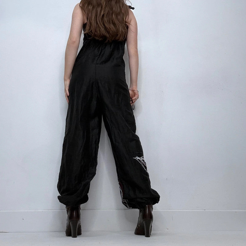 black puff balloon desigual jump suit
