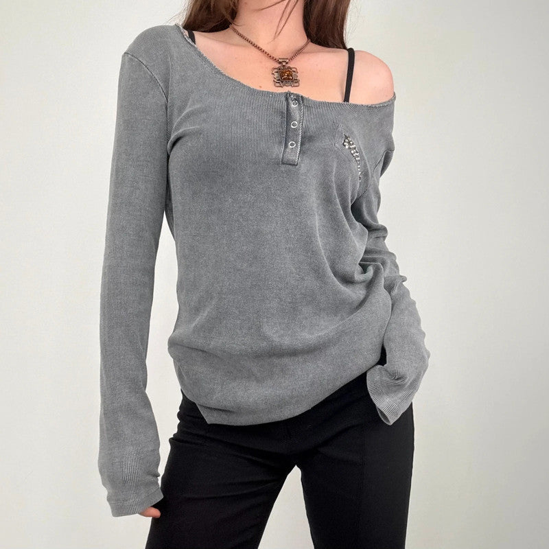 slouchy grey distressed t-shirt