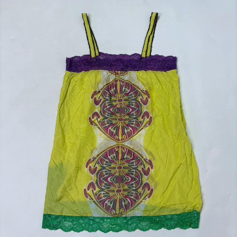 silk printed lace slip dress