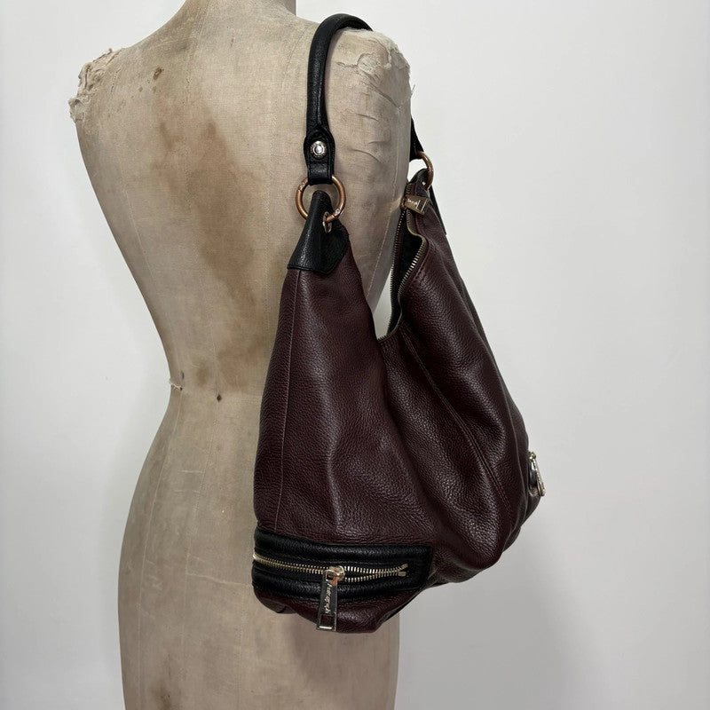 slouchy burgundy leather shoulder bag