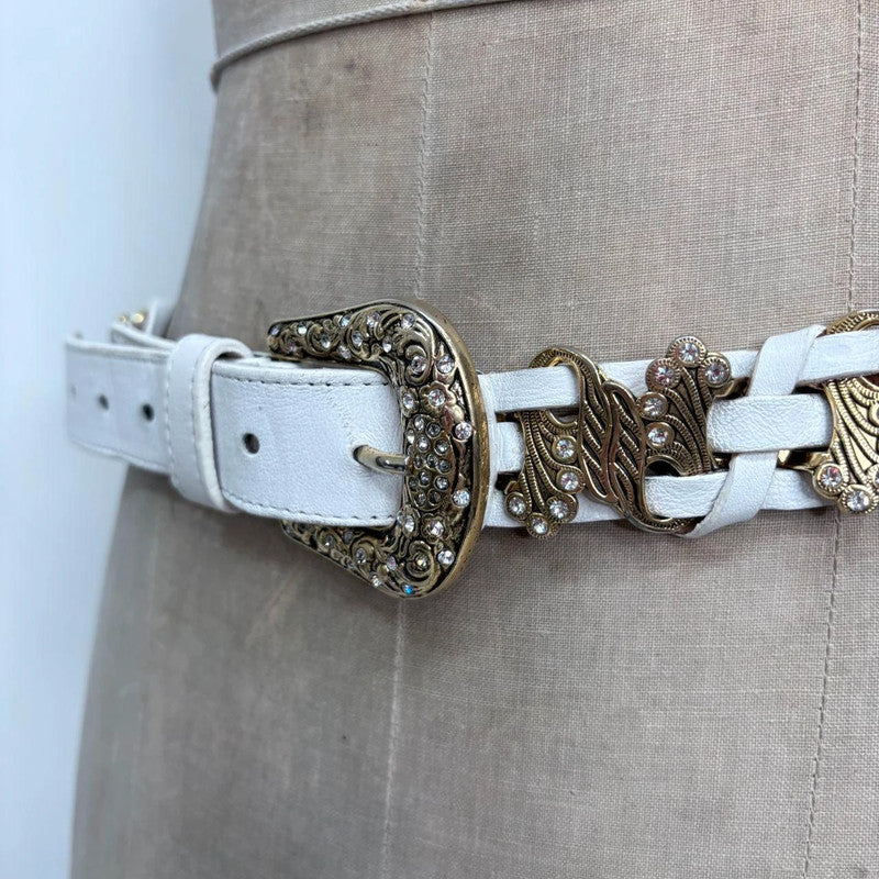gold chunky leather belt