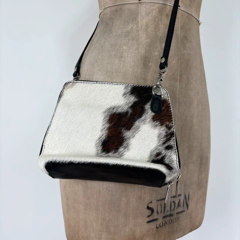 Cow-hide leather mini pouch crossbody