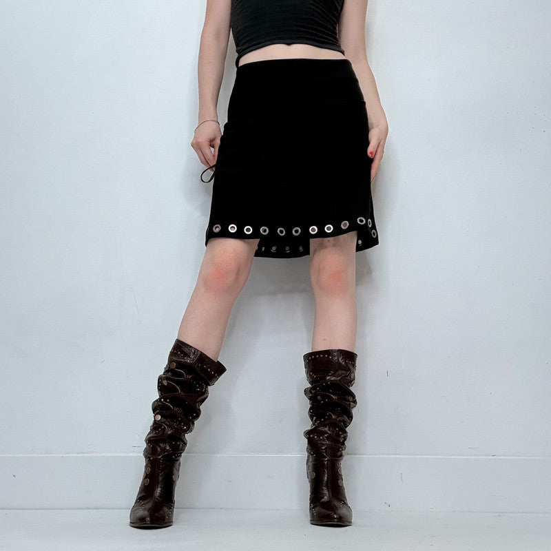 plein sud black eyelet studded mini skirt