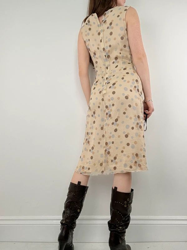 polkadot flared midi dress