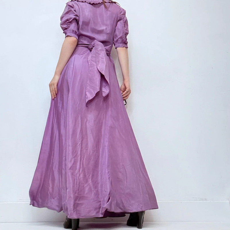 purple antique maxi ruched dress