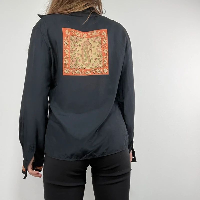black paisley handkerchief printed shirt