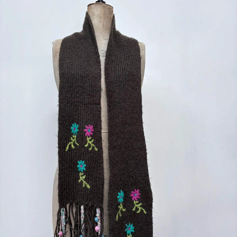 brown flower fairy wool scarf