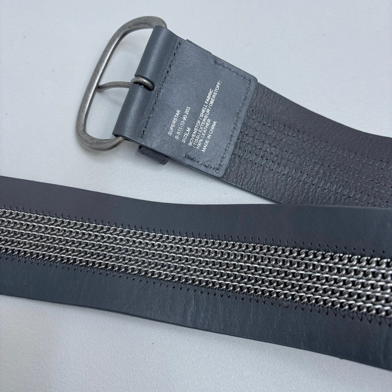 thick oversized grey chain leather belt