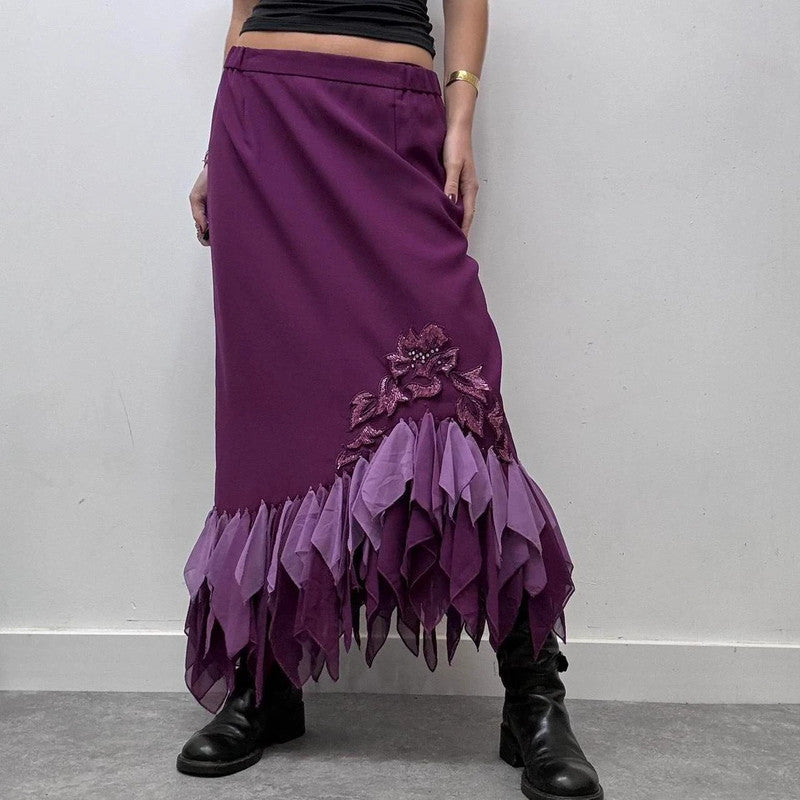purple fairy flutter asymmetric skirt