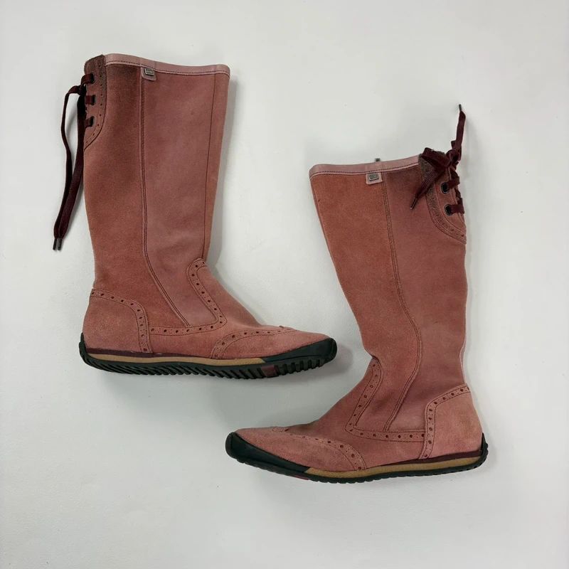 pink suede corset boxing boots