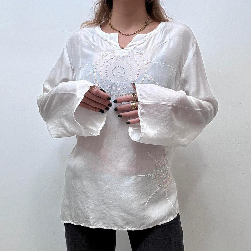 white floaty flared fairy shirt