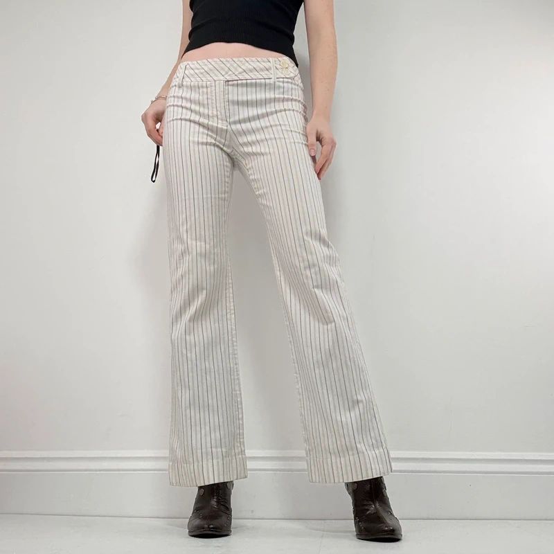 white pinstripe stright leg trousers