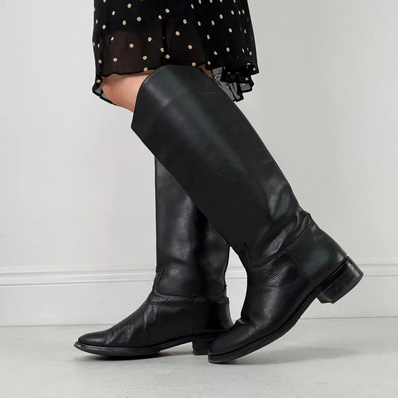 Valentino Black leather riding boots