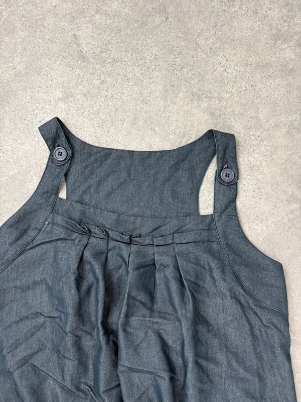 pleated denim mini pinafore dress