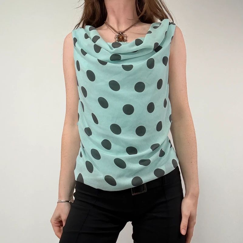 Slouchy Silk Polka Dot Vest