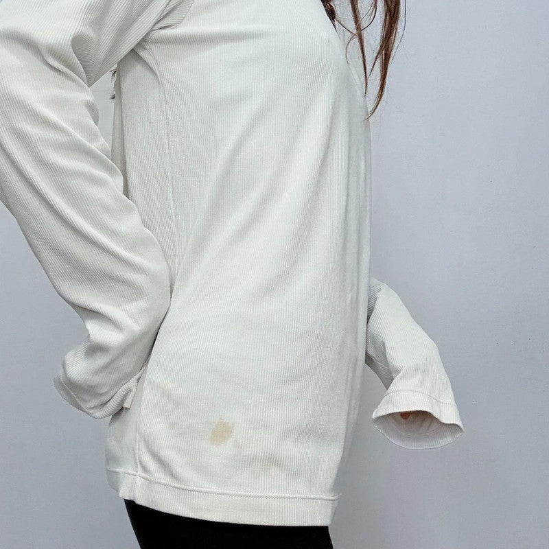 white ribbed versace long sleeve t-shirt