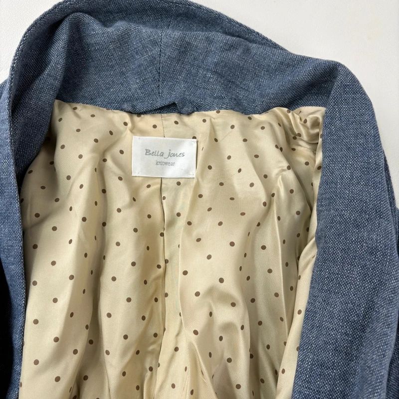 blue linen slouchy oversized long blazer