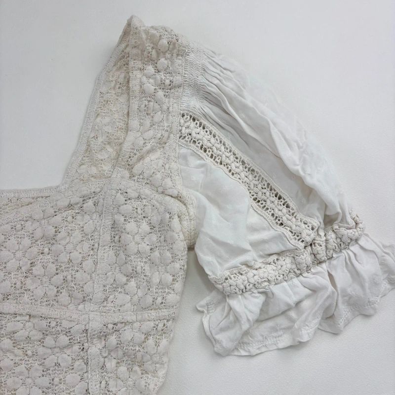 Free people puff lace Lace Milkmaid Blouse