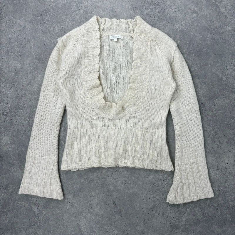 cream mohair knit slouch low neck jumper