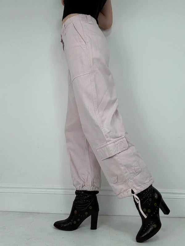 pink wide leg cropped capri pants
