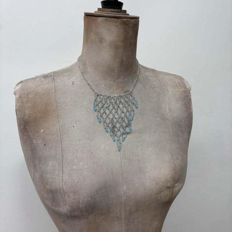beaded chandiler layered drape necklace