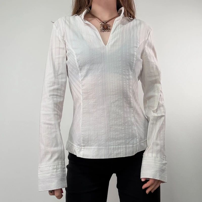 pinstripe white fitted shirt