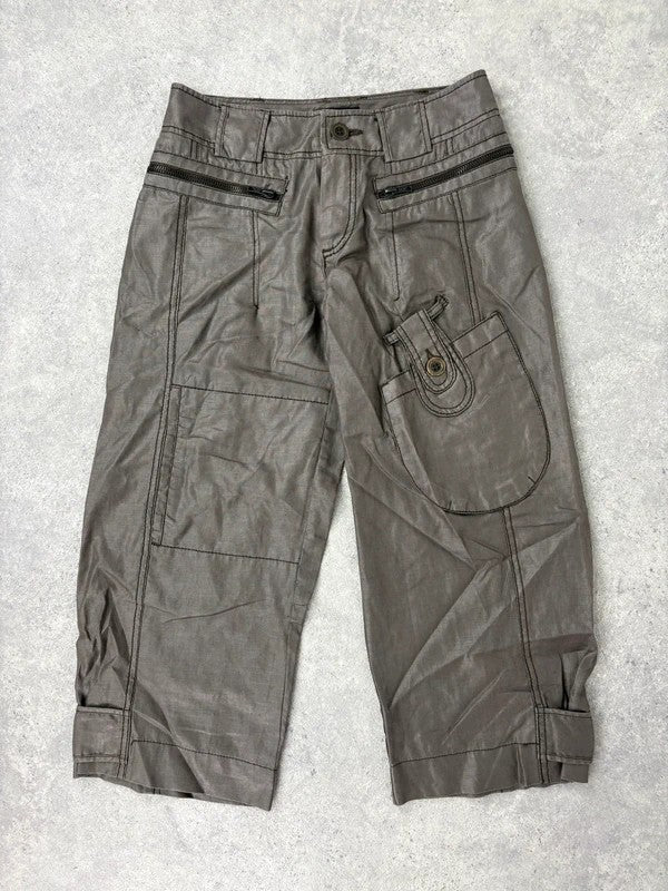 brown stright leg cropped capri pants