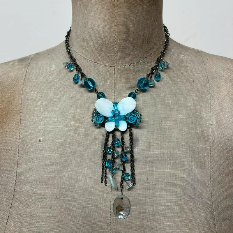 Butterfly fairy gemstone necklace