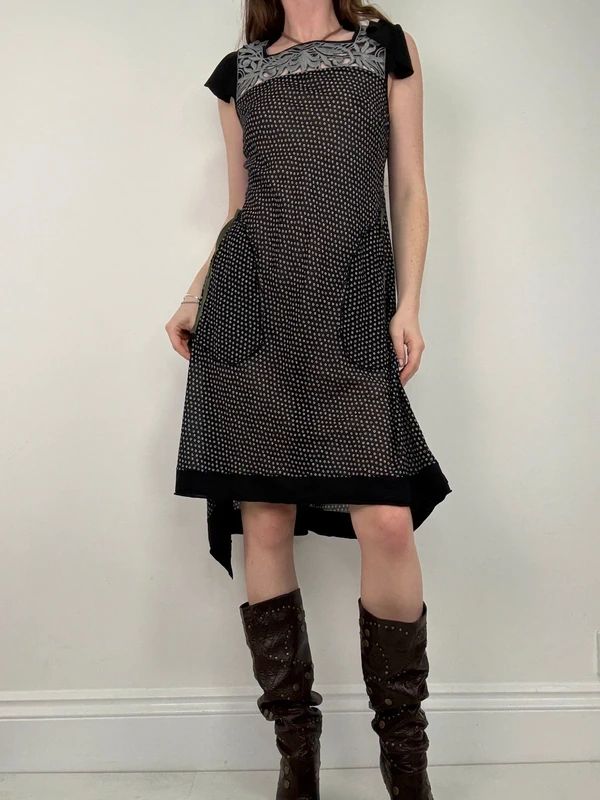 black polkadot Cop Copine midi dress