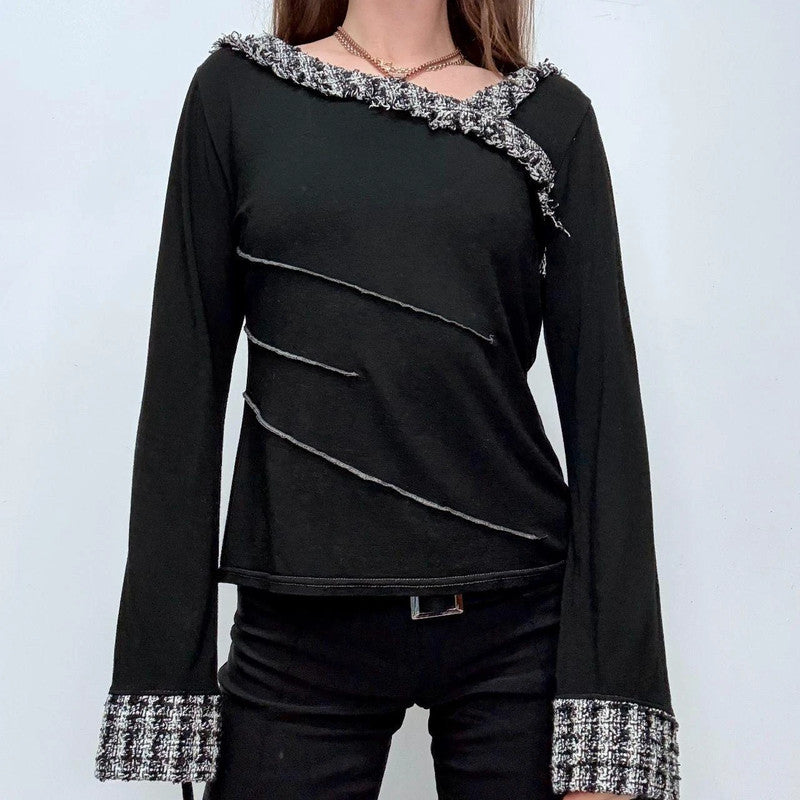 black flared asymmetric t-shirt