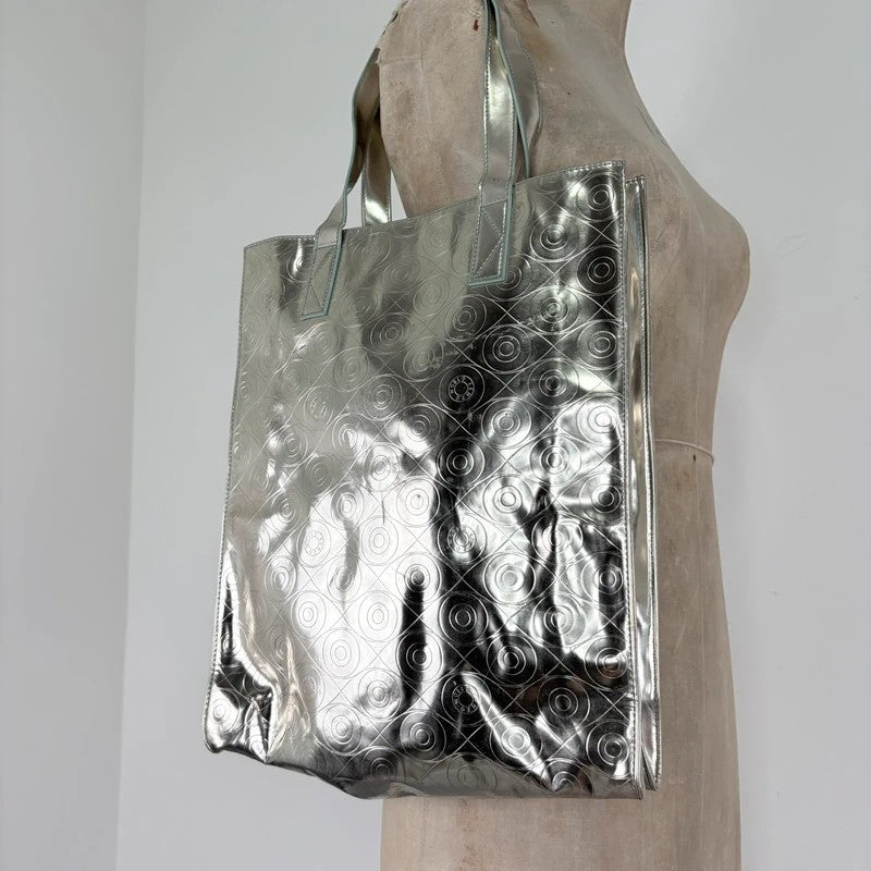 Silver metallic kenzo logo tote bag