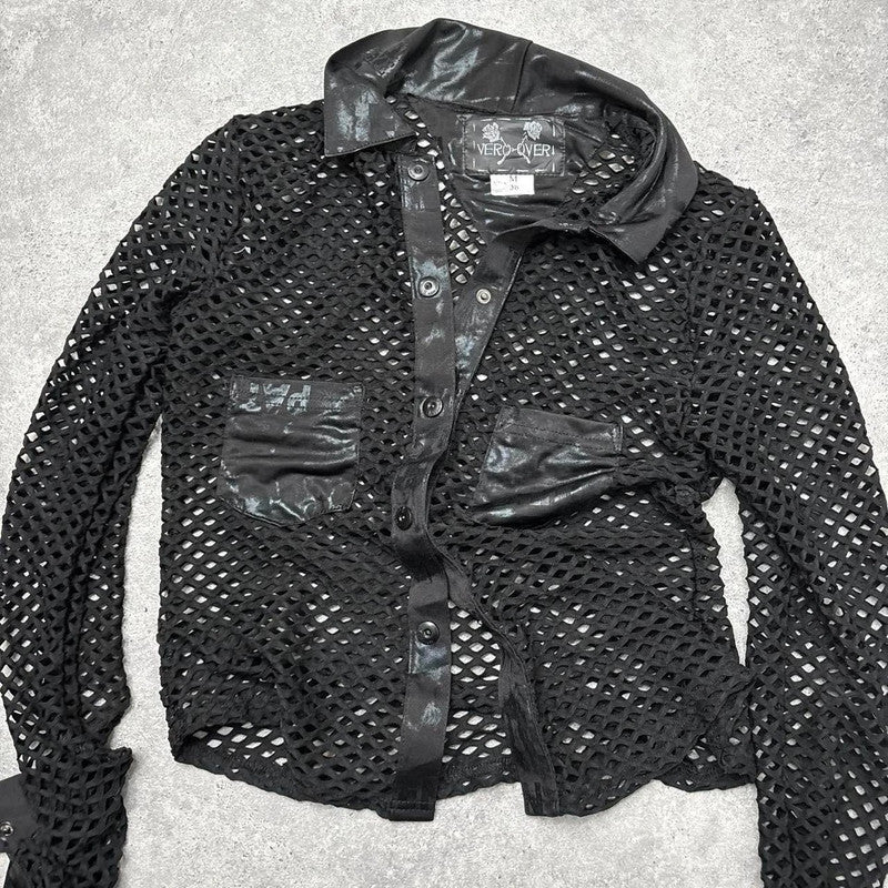 sheer fishnet mesh grunge shirt