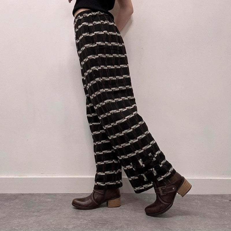 wide leg pinstripe trousers