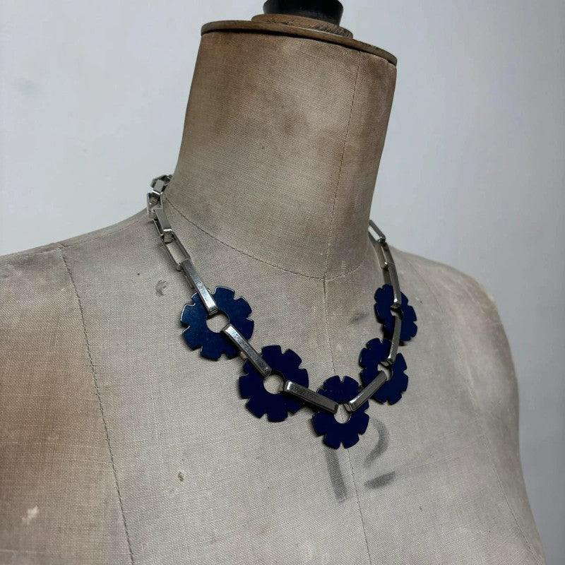 cyber metal flower necklace