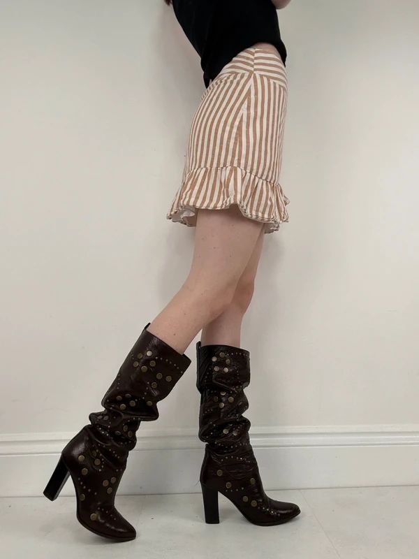 Ruffle pinstripe mini Sezane French Skirt
