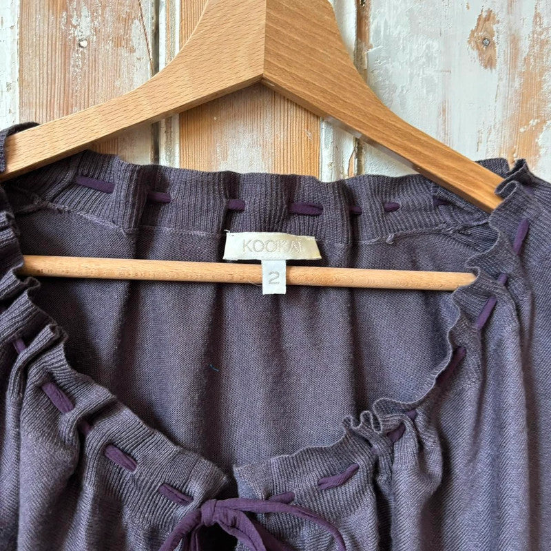 ribbon cinched bow cardigan