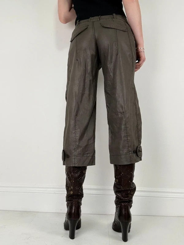 brown stright leg cropped capri pants