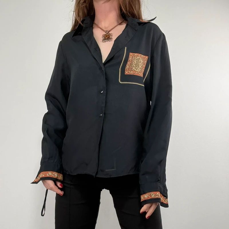 black paisley handkerchief printed shirt