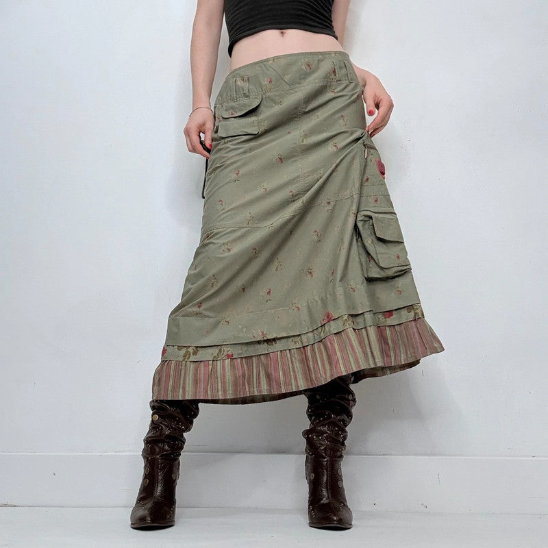 khaki Cop Copine floral maxi skirt