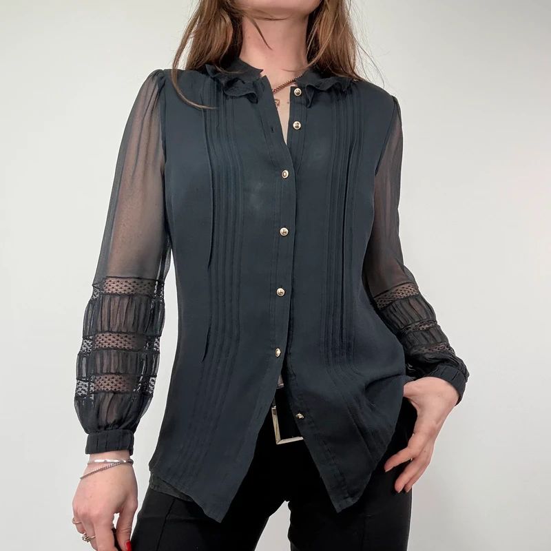Sheer Lace Silk Gothic Shirt
