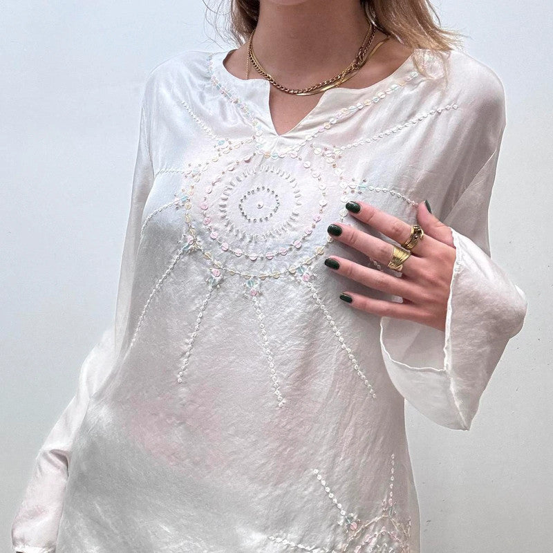 white floaty flared fairy shirt