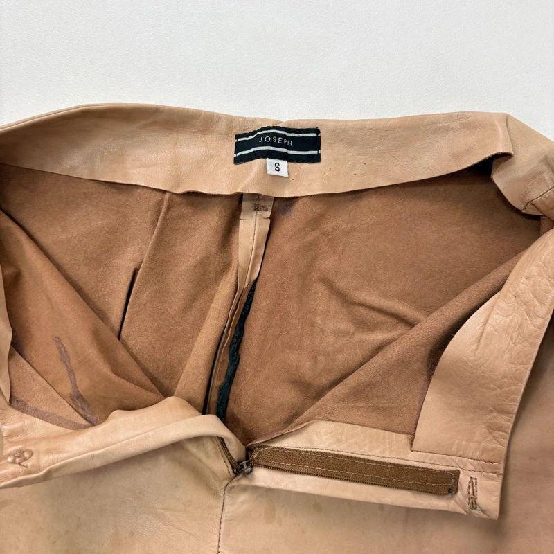 Joseph tan leather stright leg trousers