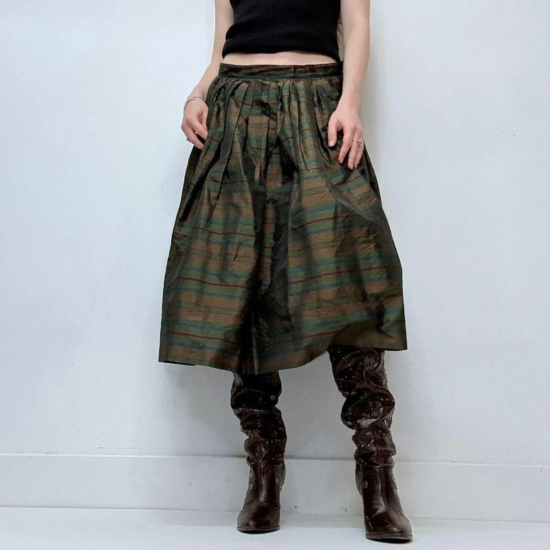 puff structured pleated pinstripe skirt