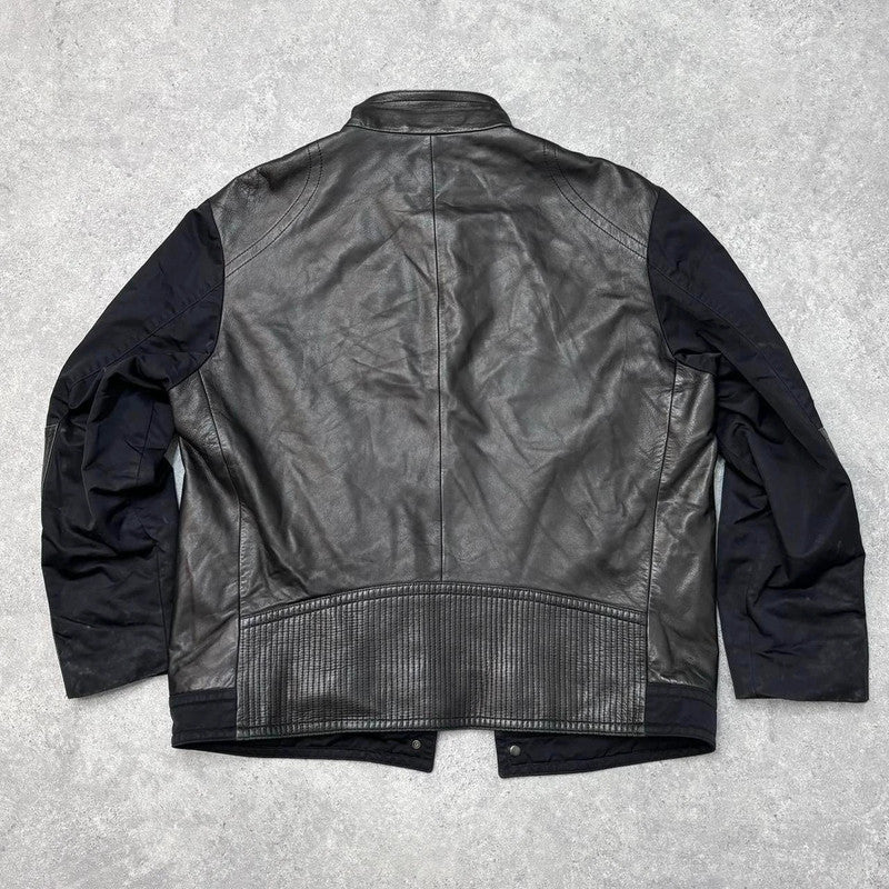 oversized black leather Aviator jacket