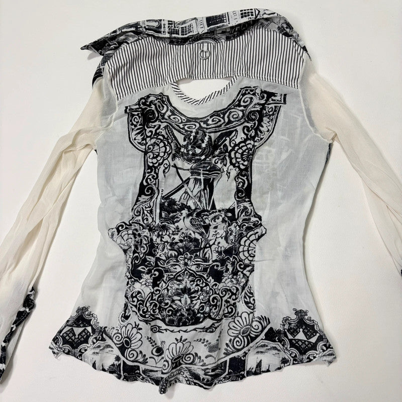 Save the Queen black and white graphic shirt